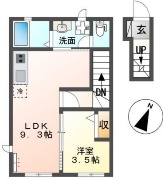 深見の完工年月（2026年11月）築の賃貸アパートの間取り