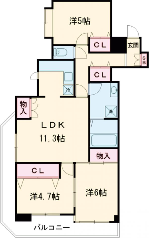 柴又の完工年月(1987年6月)築の賃貸マンションの間取り