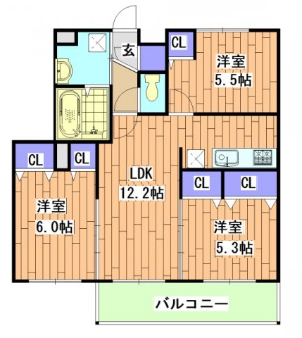 サンシャインガーデン嵯峨嵐山B棟の間取り