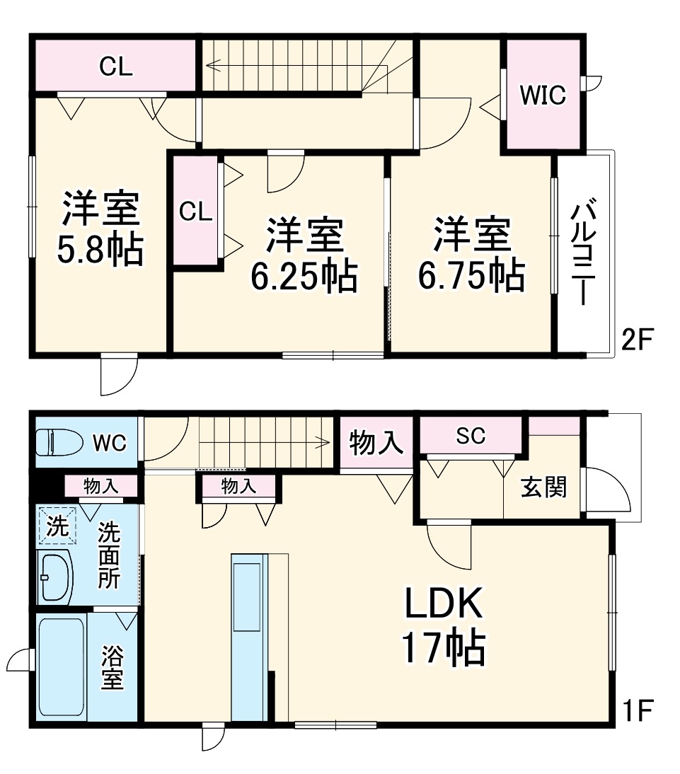 玉井町新築メゾネット物件の間取り