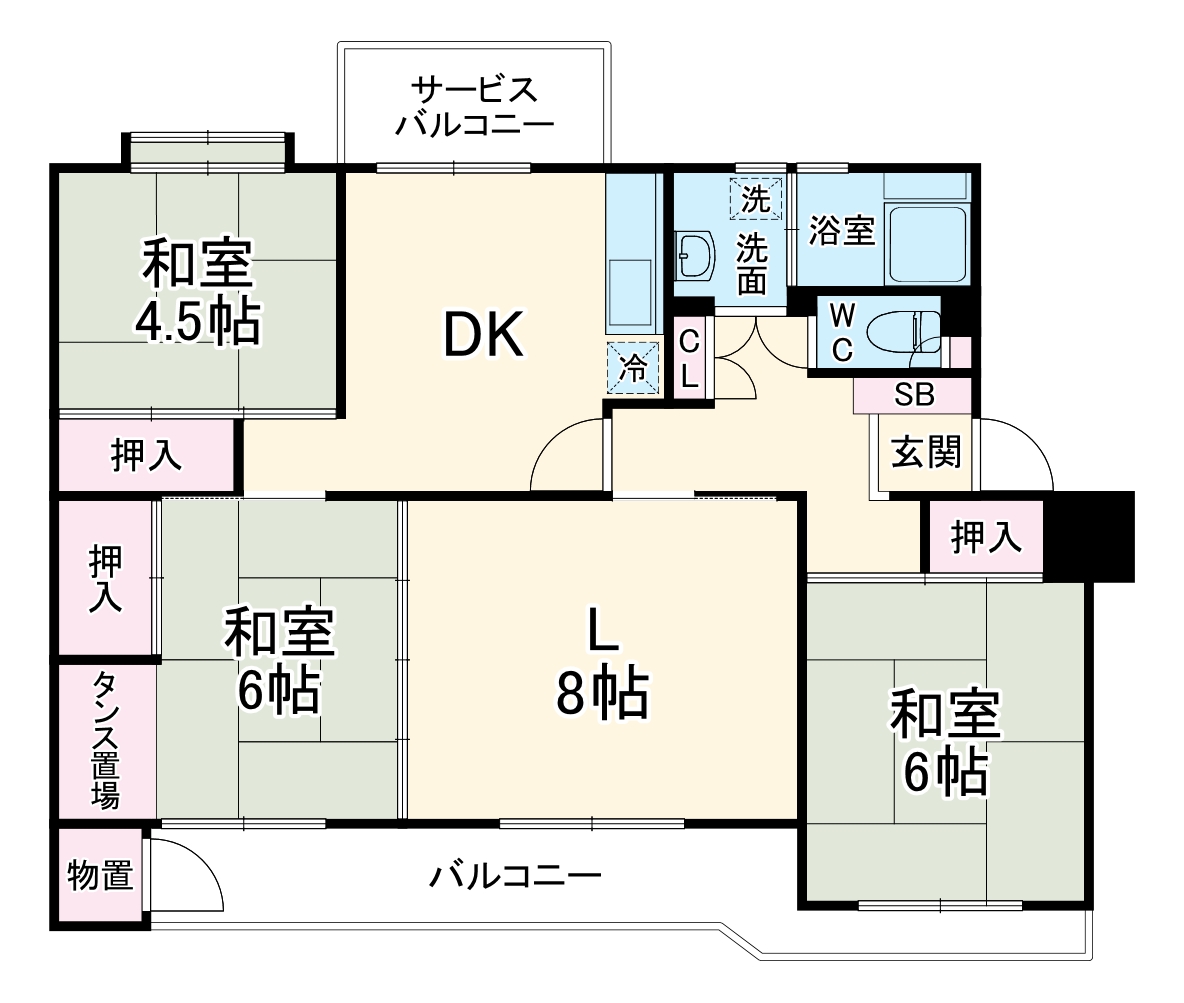 船橋グリーンハイツ1-4ー4号棟の間取り