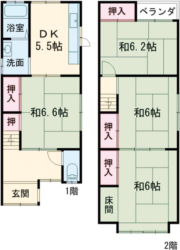龍安寺池ノ下町貸家の間取り