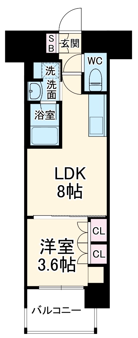 ソルレヴェンテ北堀江Qの間取り