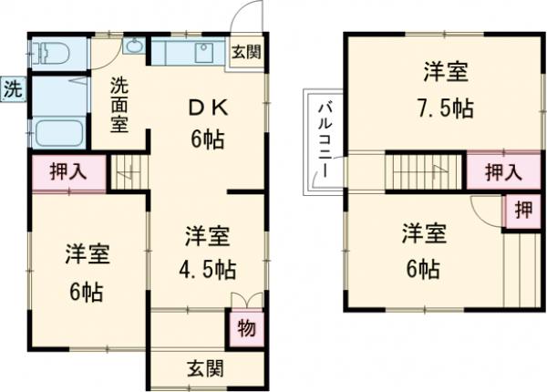 八木町八木東所貸家の間取り