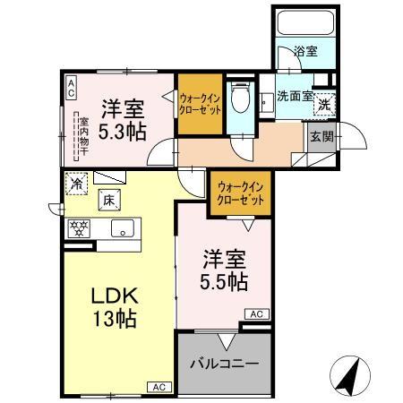 宿町の完工年月(2027年3月)築の賃貸アパートの間取り