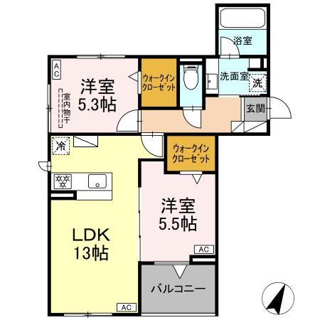 宿町の完工年月(2027年3月)築の賃貸アパートの間取り