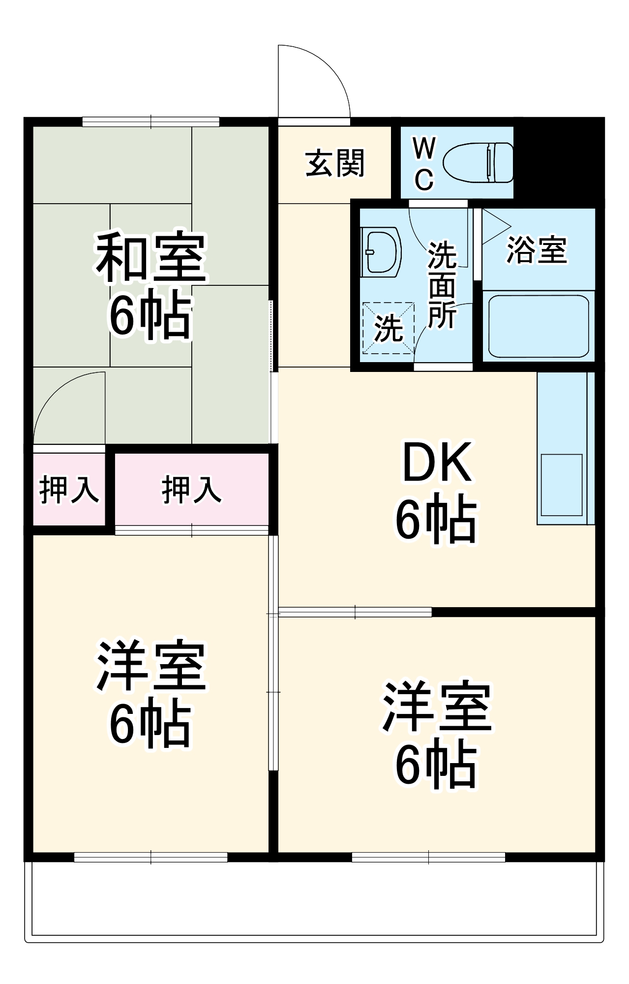 東田町の完工年月(1986年2月)築の賃貸マンションの間取り