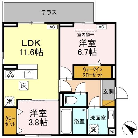 D-ROOM神明町Ⅱ-Aの間取り