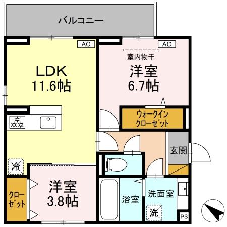 D-ROOM神明町Ⅱ-Aの間取り