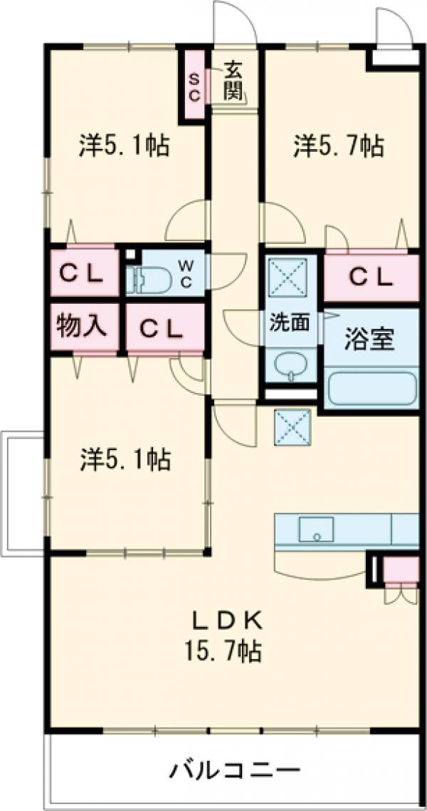 Blue　Leaf　S棟の間取り