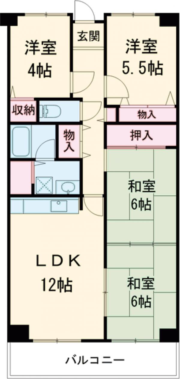 岸和田コーポラス1号棟の間取り
