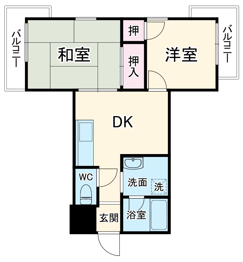 木川東の完工年月（1982年11月）築の賃貸マンションの間取り