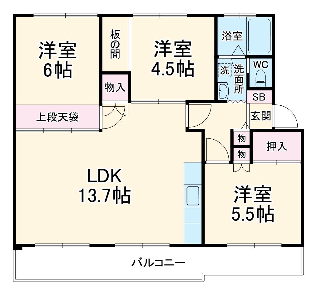 市川中山団地第３号棟の間取り