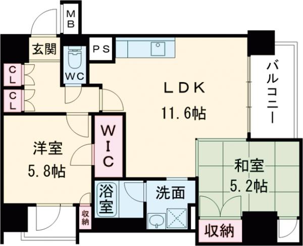 レジディア西新の間取り