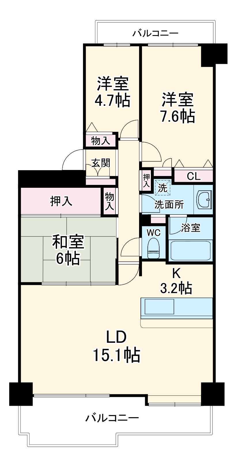 桃花台パークヒルズ四番館の間取り