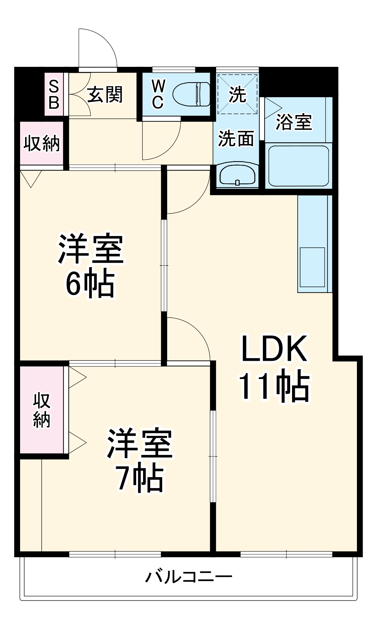 新松戸の完工年月(1989年10月)築の賃貸マンションの間取り