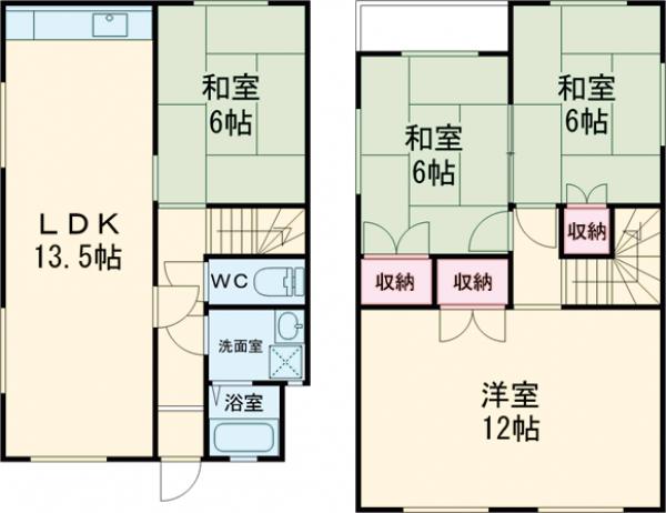 岸和田市松風町貸家の間取り