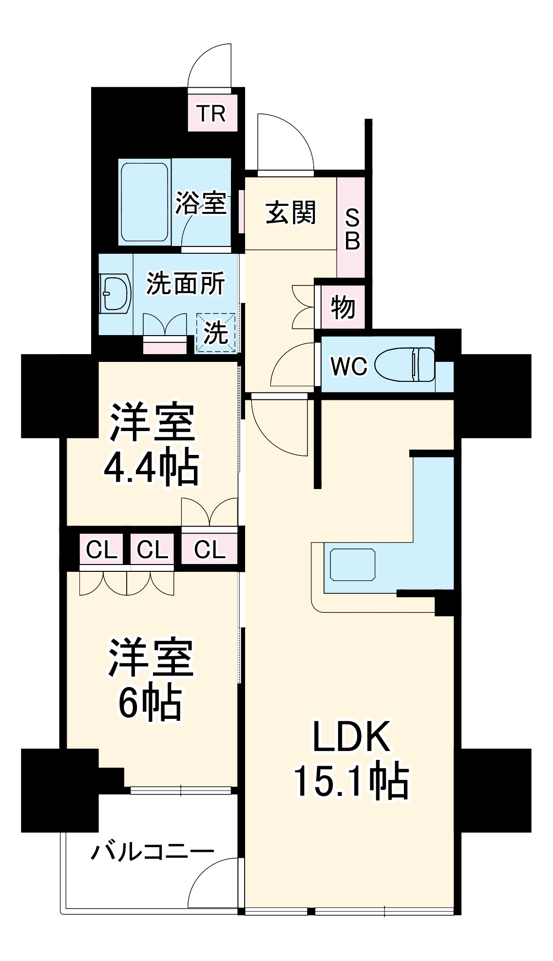 シャリエ松屋町タワーレジデンスの間取り