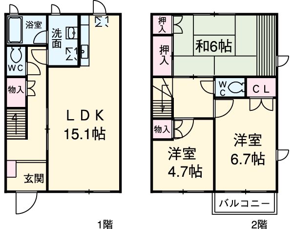 カルティエ エクレーレ B棟の間取り