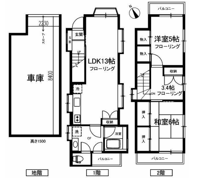 駒沢貸家の間取り