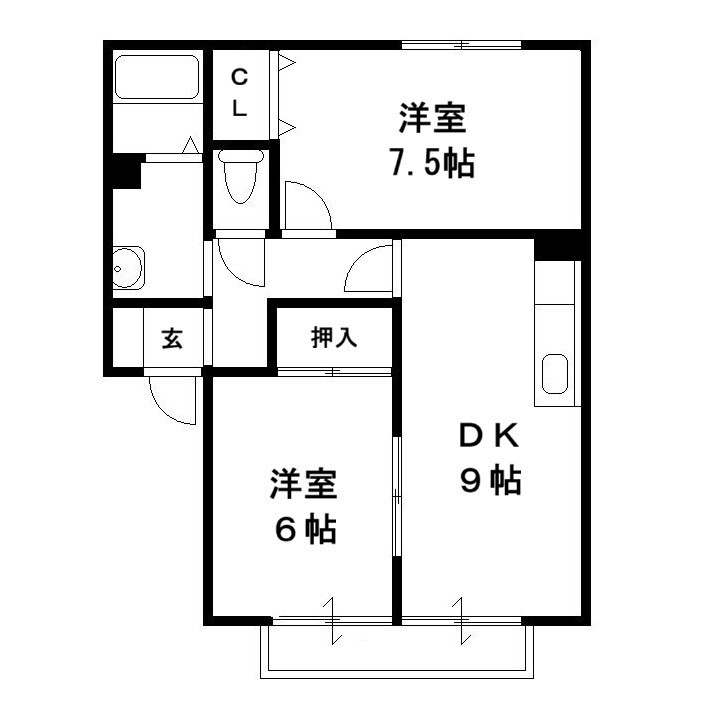 メイプルナミ Bの間取り