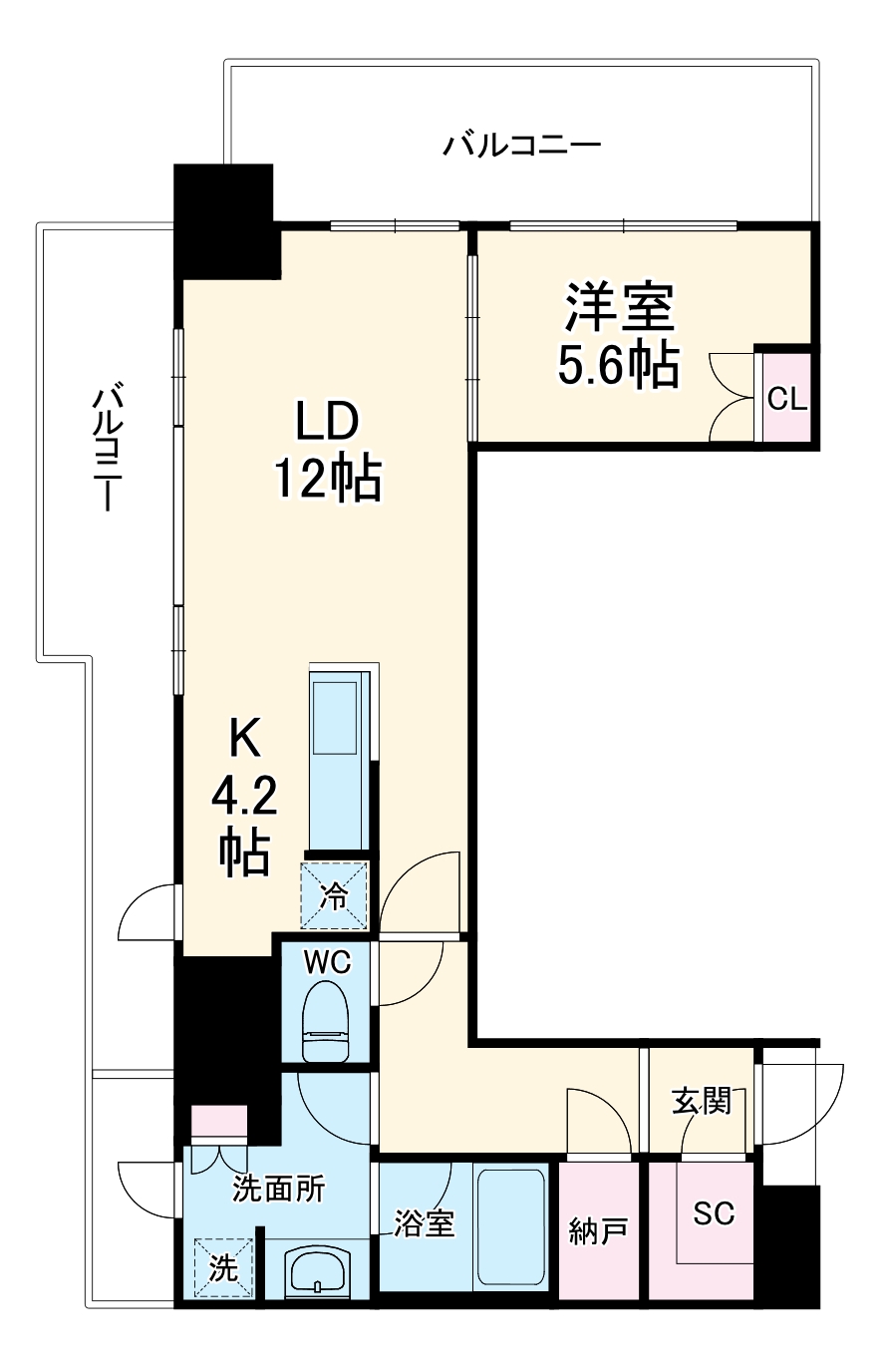 駅前大通の完工年月(2021年5月)築の賃貸マンションの間取り