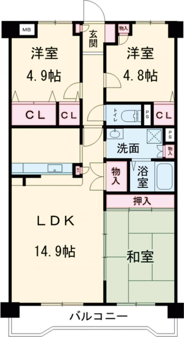 グランドール三鷹 壱番館の間取り