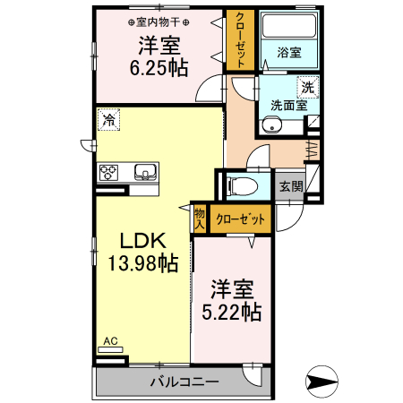 Mario KⅢ B棟の間取り