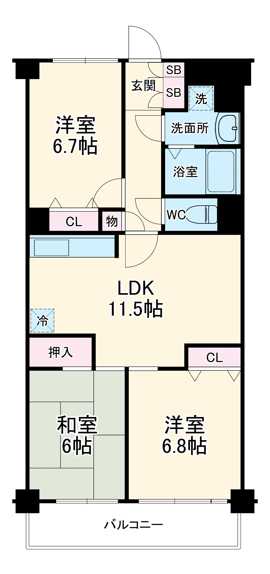 エクセラン新城の間取り