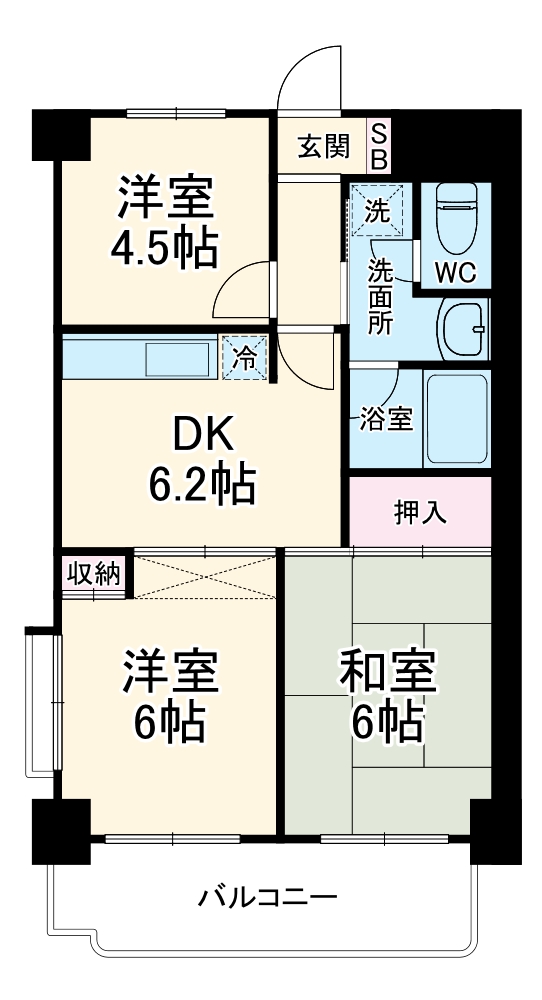キャッスルマンションヨコハマ高島台の間取り