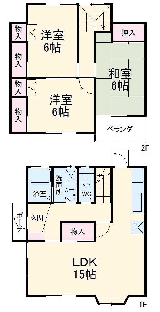 用田テラスB棟の間取り