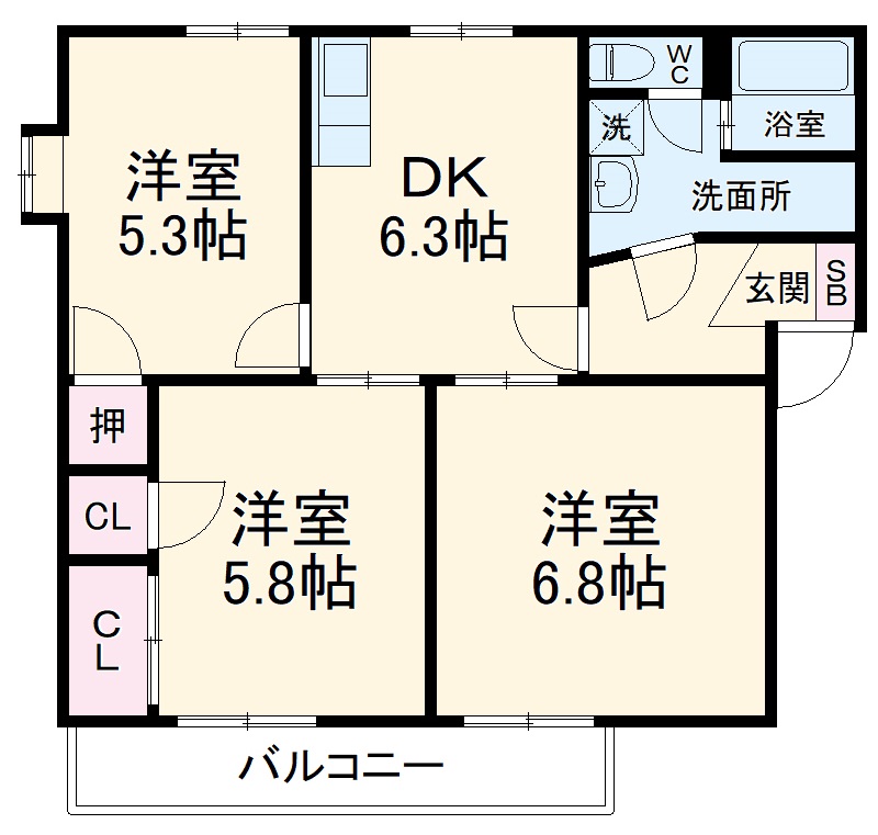 ベルハウスC棟の間取り