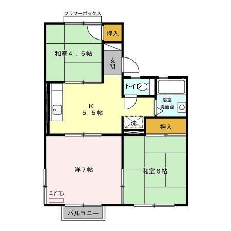 コスモシティ岡野Dの間取り