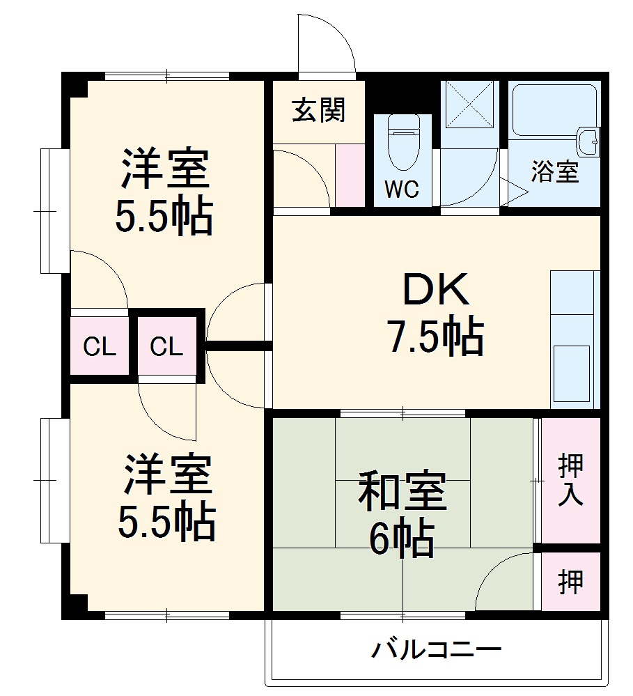 初瀬川ハイツの間取り