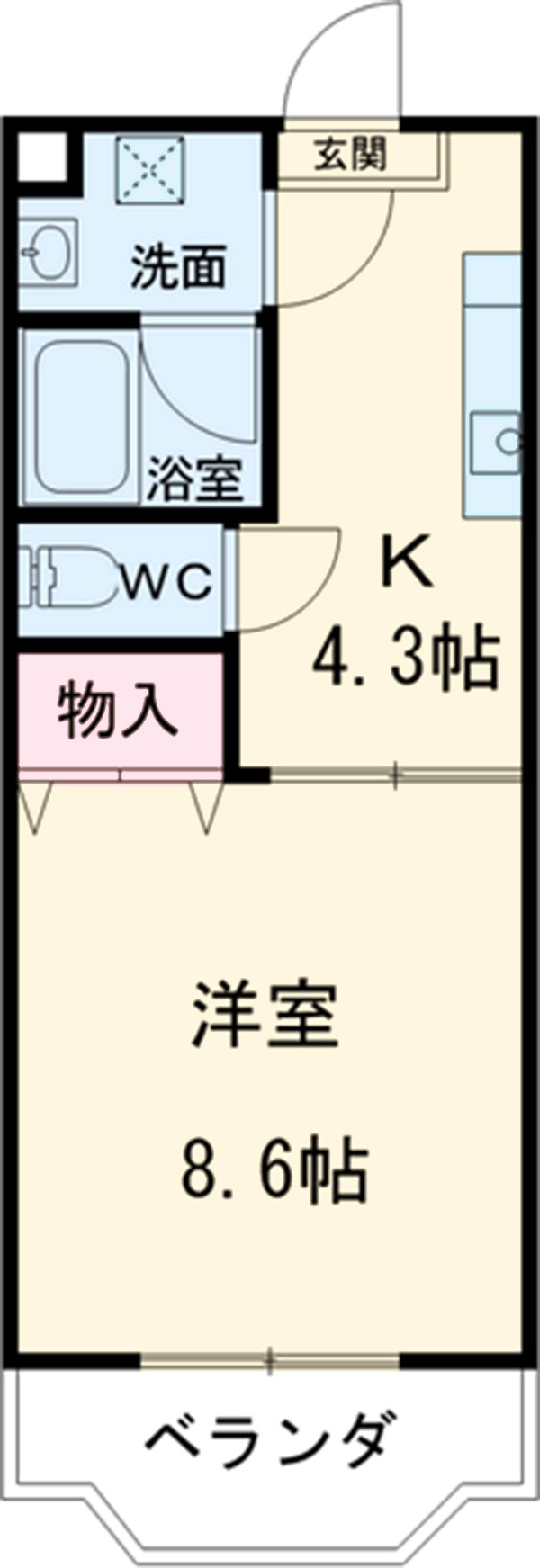 鶴巻南の完工年月（2002年12月）築の賃貸マンションの間取り