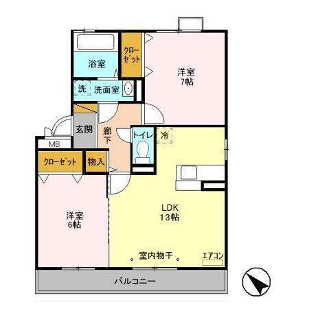 サニーリヴ Bの間取り