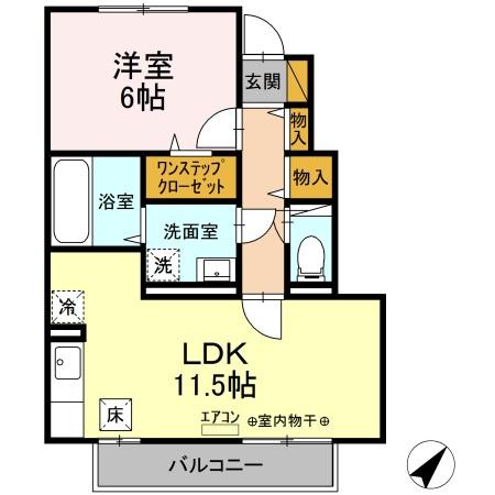 Ａ　ＰＬＡＣＥ　ＩＮ　ＴＨＥ　ＳＵＮ・102号室の間取り