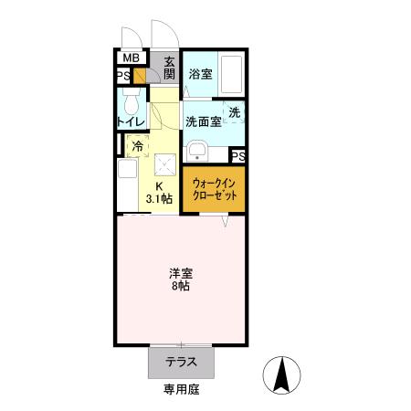 プリモ　フィオーレ・105号室の間取り