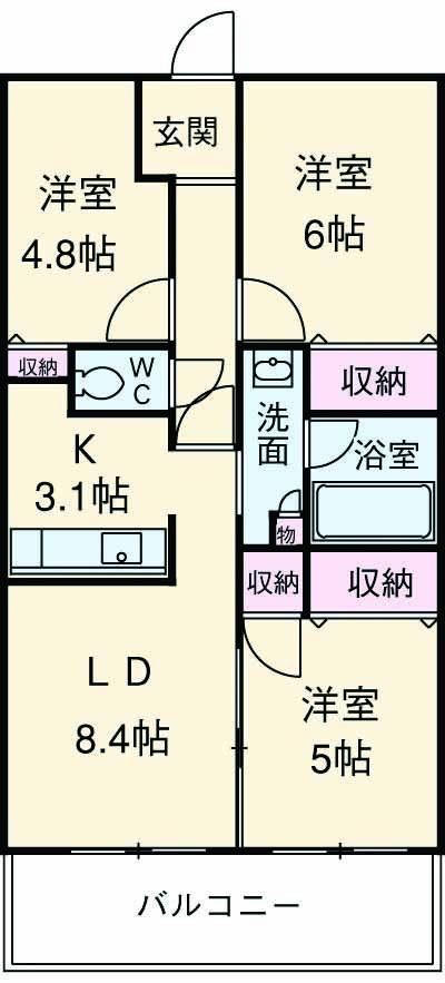 コスモレジデンス千葉登戸の間取り