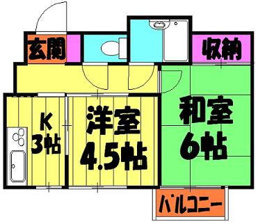 根岸の完工年月(1995年2月)築の賃貸アパートの間取り