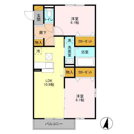 グラマードマレⅡ・101号室の間取り