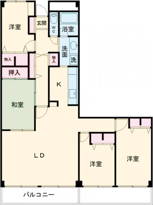 北砂の完工年月(1990年4月)築の賃貸マンションの間取り