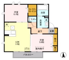 ラフレ仲道Dの間取り