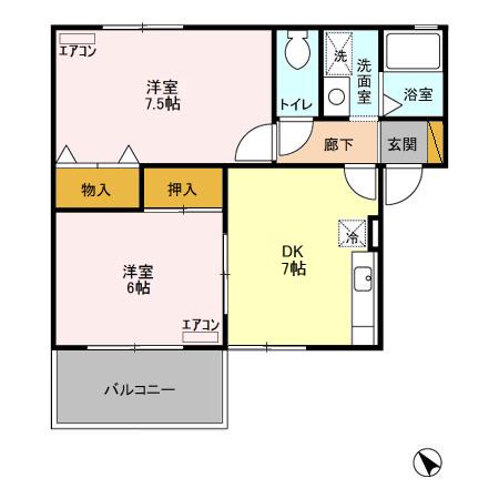 プライム長浦 Bの間取り