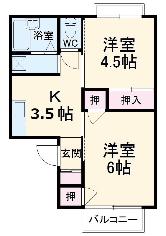 ハイツ吾田神の間取り