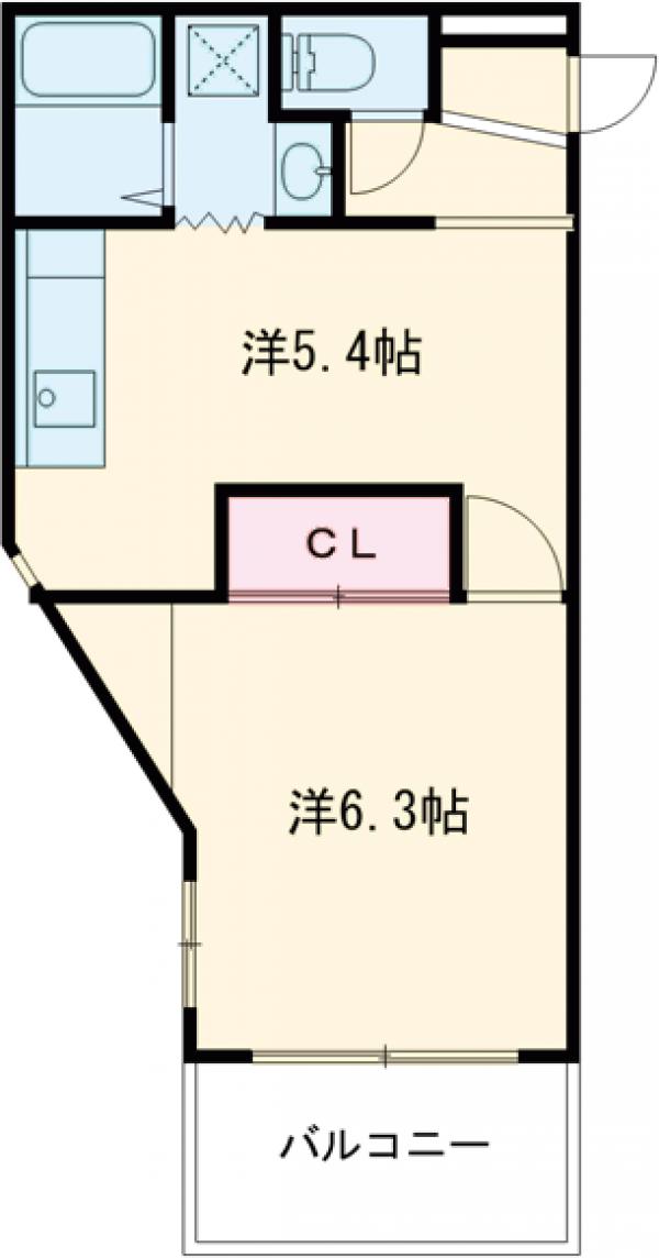 押上の完工年月(1991年10月)築の賃貸マンションの間取り