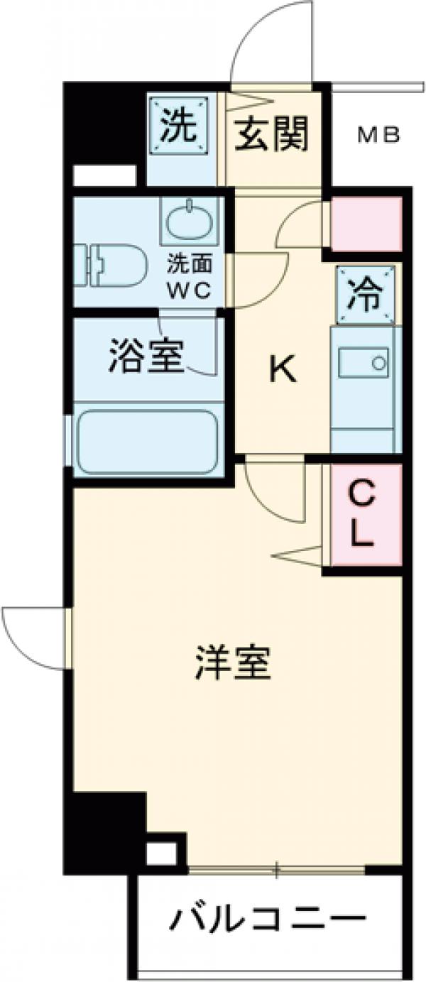業平の完工年月(2006年11月)築の賃貸マンションの間取り