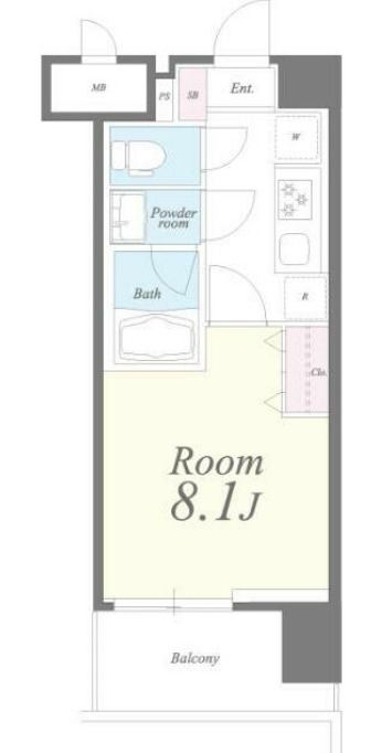 曙町の完工年月(2016年4月)築の賃貸マンションの間取り