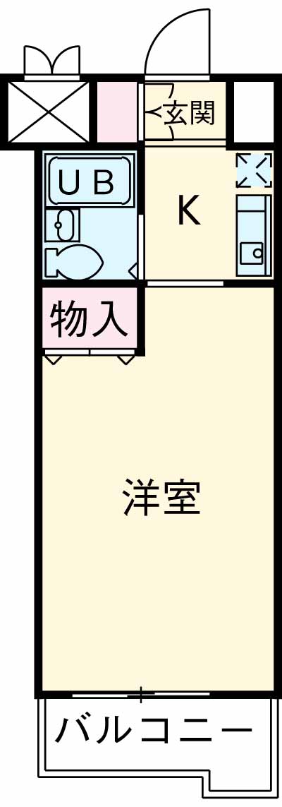 曙町の完工年月(1990年3月)築の賃貸マンションの間取り