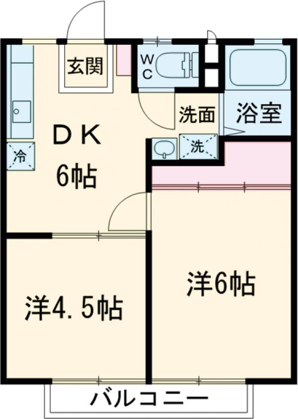 住吉町の完工年月(1988年10月)築の賃貸アパートの間取り